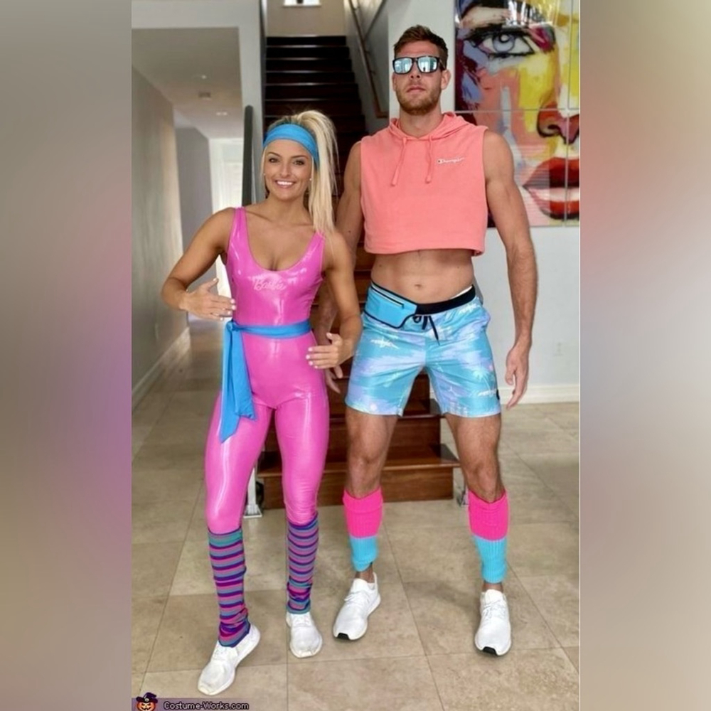 NWT Large Dolls Kill Trickz N’ Treatz Barbie Workout Plan 80s Wig & Costume - Picture 8 of 16